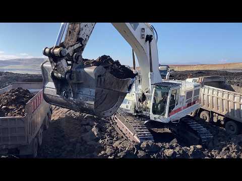 White Cat 385C Excavator Loading Coal On Mercedes & MAN Trucks | Mining Operation 4K - Interkat SA