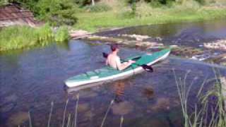 preview picture of video 'Oxbow Sask  jumping the dam in a Pelican Pursuit 120 Kayak'