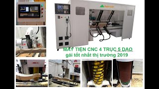 Woodmaster. MÁY PHAY CNC 4 Trục 4 dao Tự động nạp phôi CHÀ nhám hoang thiện chân bàn chân ghế