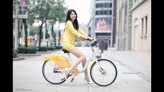 [4K] 穿高跟鞋有辦法騎腳踏車嗎-Yvonne 林宜萱, 黃色預警套裝, ft. @yvonne3241