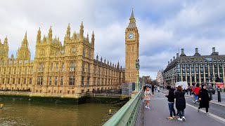 Morning Walk London Westminster Bridge Big Ben | 4K Walking Tour Video | England, UK 🇬🇧