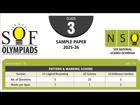 NSO Class 3 - Solving Sample Paper 2025-26 Video Lecture - Science Olympiad
