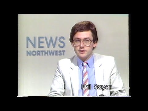 BBC1 links announcer Peter Brook, 9 o clock news and News Northwest with Phil Sayer 21st April 1986