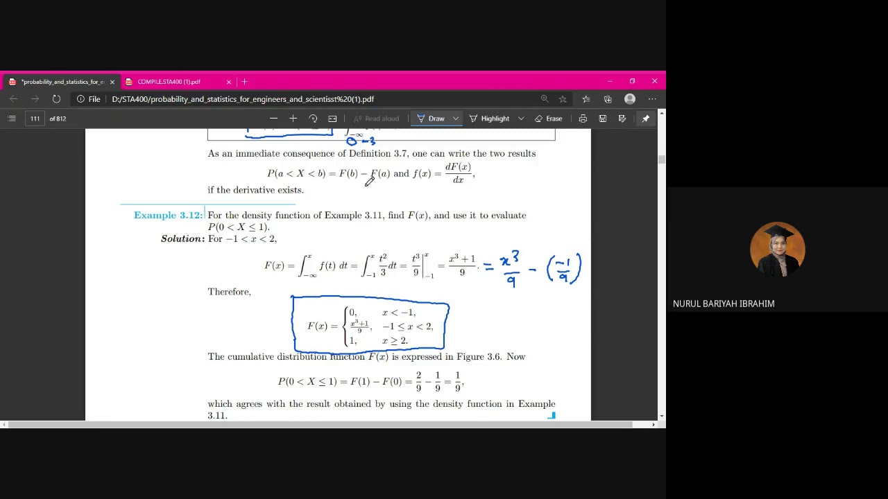 Cumulative Distribution Function for Continuous Random Variable
