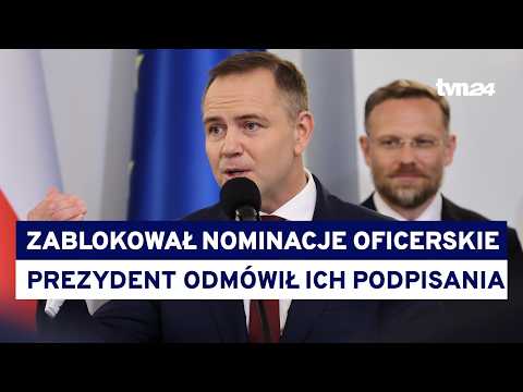 Spór o nominacje dla oficerów. Brak podpisu Nawrockiego @TVN24