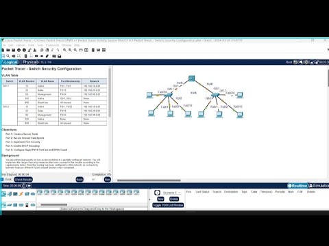 11.6.1 packet tracer - switch security configuration