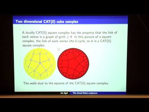 Minerva Lectures 2012 - Ian Agol Talk 2: The virtual Haken conjecture & geometric group theory