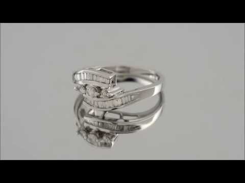 18ct White Gold 1/3ct Diamond Trilogy Crossover Ring - D0729