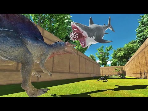 T-Rex, Spinosaurus and Carcharodontosaurus Death Run - Animal Revolt Battle Simulator