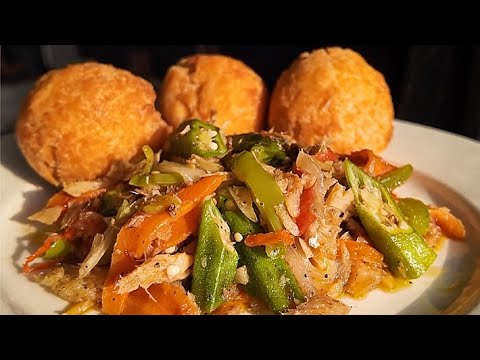 JAMAICAN FRIED SALTFISH AND OKRA WITH FRIED DUMPLINGS | A Real Yard Style Breakfast or Dinner 🇯🇲