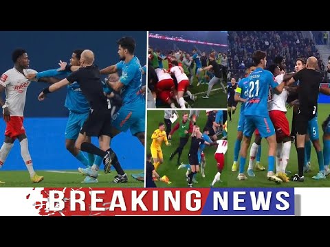 Zenit vs Spartak Moscow Six red cards shown in crazy 50 man brawl