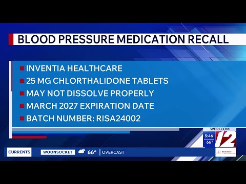 Blood pressure medication recalled by Inventia Healthcare
