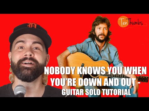 Eric Clapton - Nobody Knows You When You're Down and Out Guitar Solo Tutorial w/Tabs, Backing Track