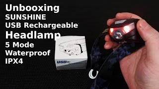 Unboxing SUNSHINE -USB Rechargeable Headlamp
