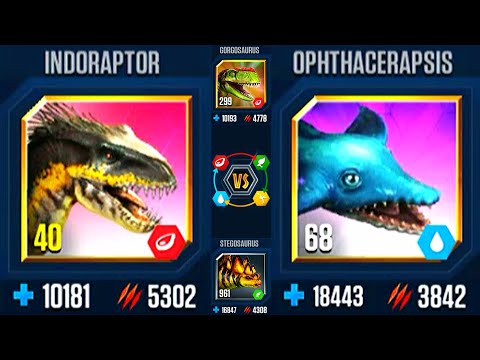 BATTLE STAGE INDORAPTOR DEFEAT 3 OPPONENTS | JURASSIC WORLD THE GAME