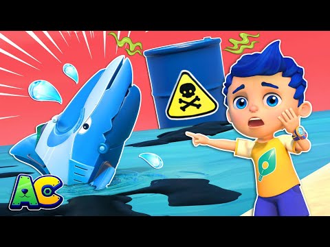 SHARK JET-SKI Rescue from Marine Pollution! | Kids Learn Ecology | AnimaCars | Animal Trucks Cartoon
