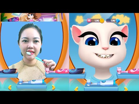 Cute girl imitating Angela Brushing her teeth | catch the trend | hot tiktok