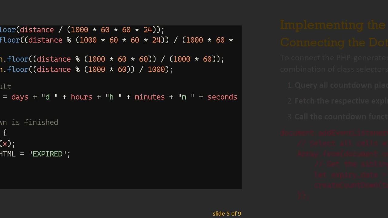 How to Pass Data from a PHP foreach Loop to JavaScript for a Countdown Timer