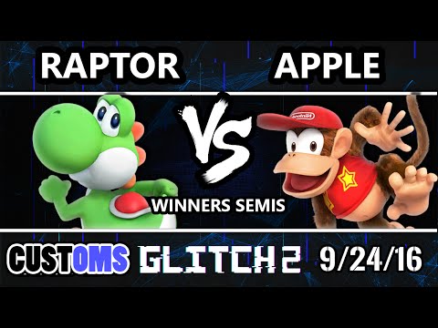 Glitch 2 Customs - IQHQ | Raptor (Yoshi) Vs. Apple (Diddy Kong) SSB4 Winners Semis - Smash Wii U