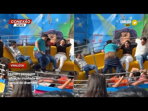 Vídeo: Homem passa por situação inusitada em parque de diversão.