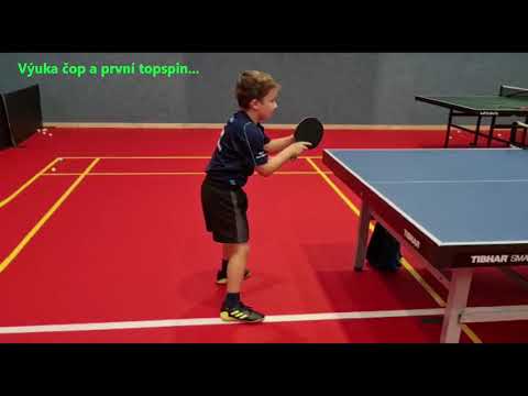 Stolní tenis, výuka čop a první topspin.