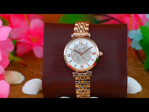 Alix Women fashion rose gold stainless steel strap with diamond