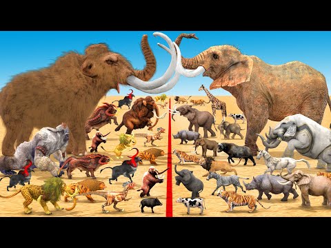 Animal Epic Battle Prehistoric Mammals VS Modern Mammals Size Animal Revolt Battle Simulator New