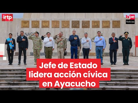 Presidente Jerí en izamiento del pabellón nacional en Santuario Histórico de la Pampa de Ayacucho
