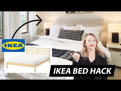 IKEA HACK: Ikea Bed Makeover to look luxe! DIY upholstered headboard / bedhead