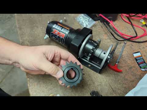 HF Winch converted to powered gooseneck trailer jack.