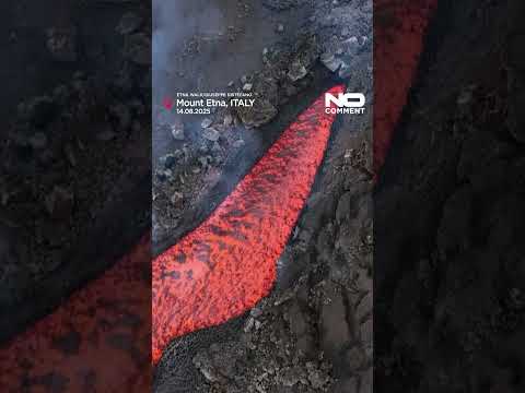 Fresh eruption on Mount Etna sends lava down slopes #nocomment #youtubeshorts #etnavolcano #shorts