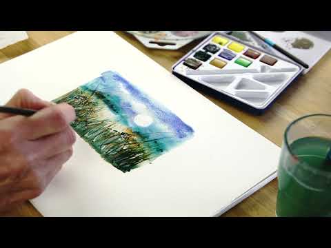 Quick watercolour painting using the Aquafine Watercolour 10 Half Pan Travel Set