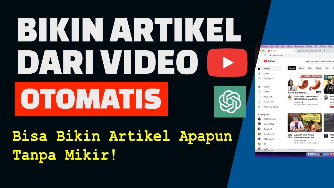 Cara Membuat Artikel dari Youtube dengan ChatGPT | cara menghasilkan uang dari internet