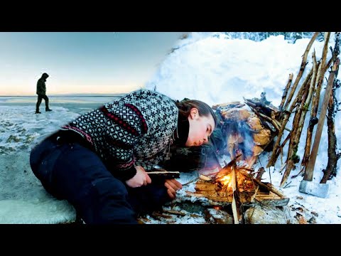 Sleeping in a SNOW SHELTER Under a Tree! Winter Camping