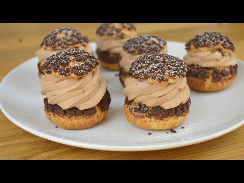 Choux au chocolat au lait : Pâte à choux | Craquelin | Ganache montée