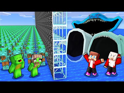 Mikey Family vs JJ Family WATER ARMY Battle in Minecraft (Maizen)