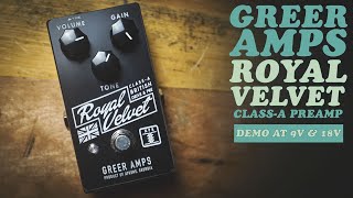 Video thumbnail for Demos in the Dark: Greer Amps - Royal Velvet Class-A Preamp // Demo at 9V & 18V by Demos In The Dark
