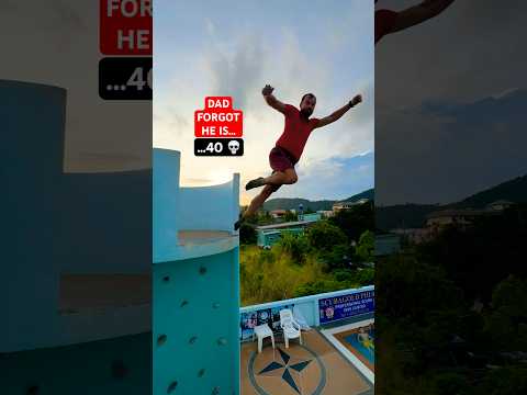 Dad forgot he is 40… Salmon dive Cliff jumping went wrong #swimming