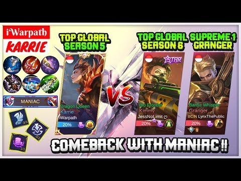 Warpath VS Jess No Limit, Comeback With MANIAC !! [  iWarpath Karrie ] Mobile Legends Video