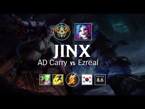 Jinx AD Carry vs Ezreal - KR Challenger Patch 8.6