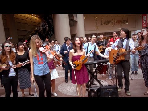 Noughts and Exes Hearts Flash Mob in Times Square