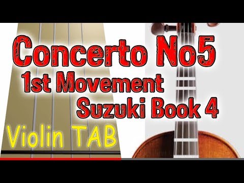 Concerto No5 - 1st Movement - F Seitz - Suzuki Book 4 - Violin - Play Along Tab Tutorial