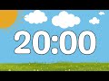 20 Minute Cute Calm Summer Classroom Timer (No Music, Happy Harp Alarm at End)