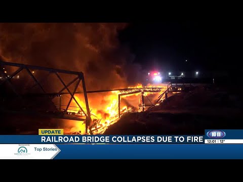 Railroad bridge collapses after early morning fire in west Lincoln