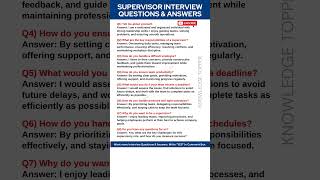 Supervisor Interview Questions and Answers