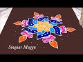 Peacock Rangoli 11X6 dots | Diya rangoli | Mayil kolam | Karthigai deepam rangoli | Diwali Rangoli
