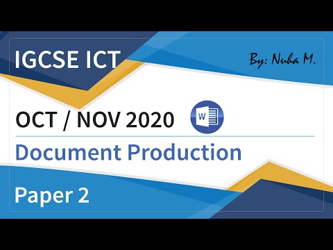 IGCSE ICT | Oct Nov 2020 | Paper 2 | Document Production Word