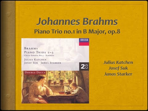 Brahms, Piano Trio in B Major, op.8 - Video Score - Suk, Starker, Katchen,