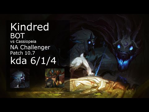 Kindred Bot vs Cassiopeia - NA Challenger 6/1/4 Patch 10.7 Gameplay