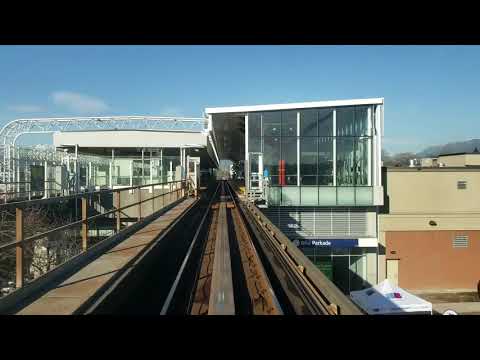 Vancouver SkyTrain: new platform, announcements at Commerical-Broadway